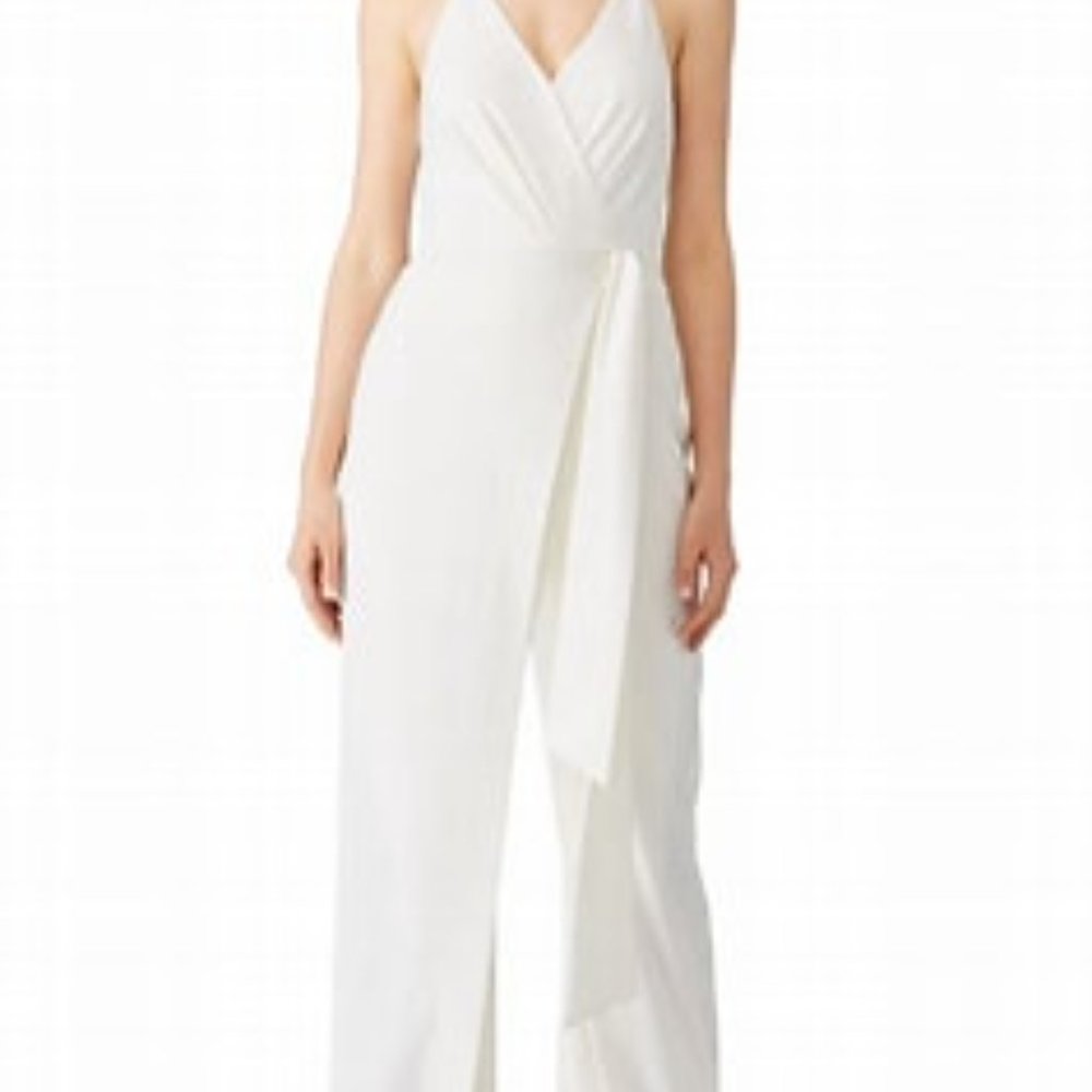 Halston Heritage Chalk White Wrap Jumpsuit